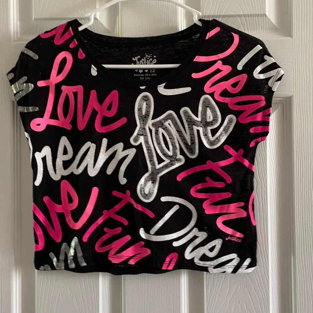 Justice cropped top embellished graphic tee